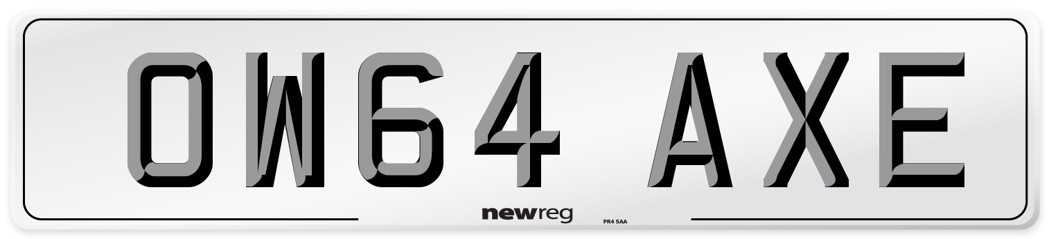 OW64 AXE Number Plate from New Reg